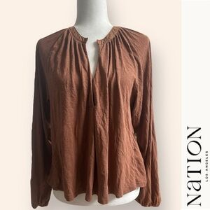 Nation LTD Women's Brown Long Sleeve Top, Size M, MSRP $136